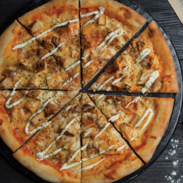 Halal Buffalo Chicken - White Pizza.