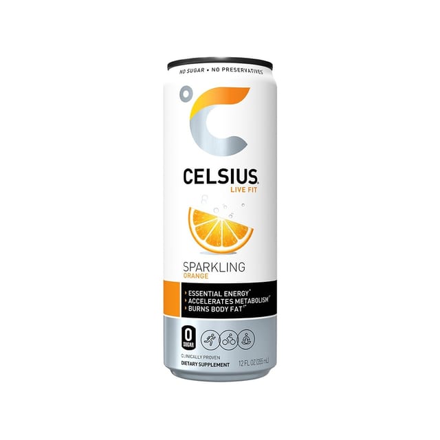 Celsius Sparkling Orange - 12oz Can.